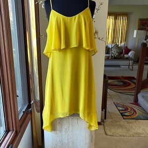 NWTYellow Sleeveless Layered Dress, no back zipper, adjustable spaghetti straps.